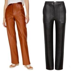 Aritzia Wilfred Free Black Vegan Leather Lucy Pants Classic Chic Utility Size 0